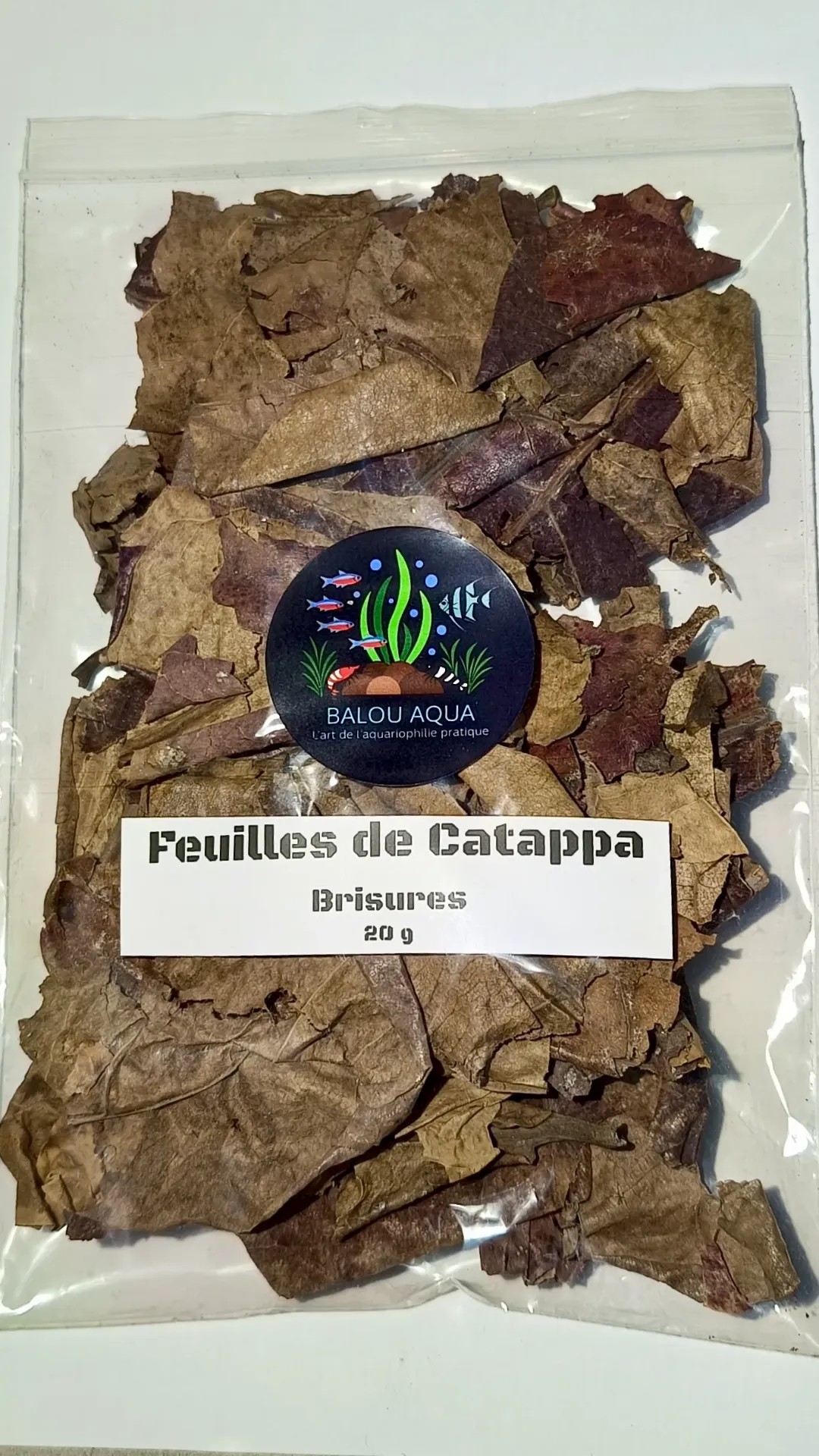 Feuilles de catappa brisées pour aquarium – naturelles pour crevettes, poissons et eau noire